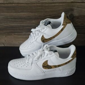 New Nike Air Force 1 Unisex White Sneakers AF1 Snakeskin Streetwear Casual Shoes